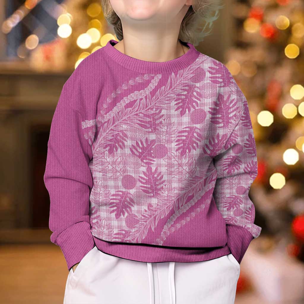 Hawaii Breadfruit Palaka Kid Ugly Christmas Sweater Omaomao Ulaula Maile Lei - Polynesian Pride
