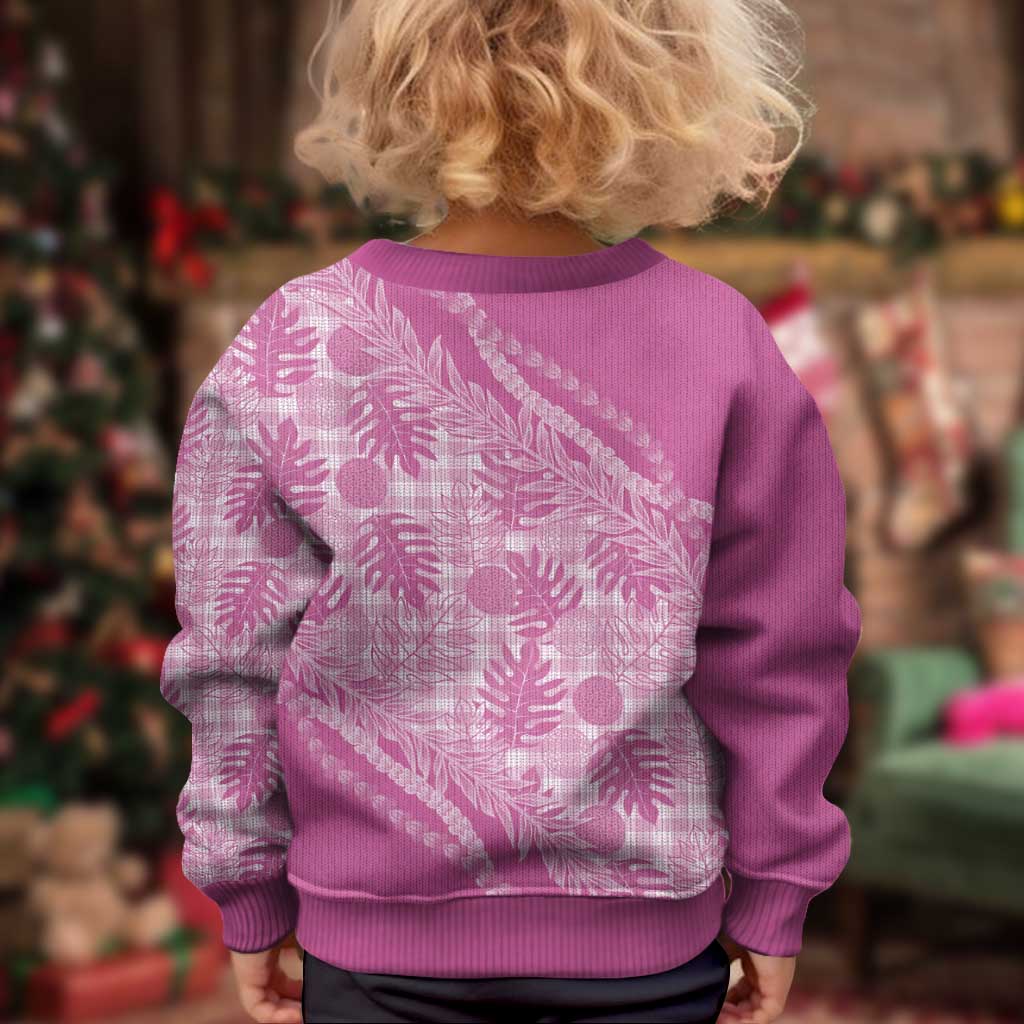 Hawaii Breadfruit Palaka Kid Ugly Christmas Sweater Omaomao Ulaula Maile Lei - Polynesian Pride