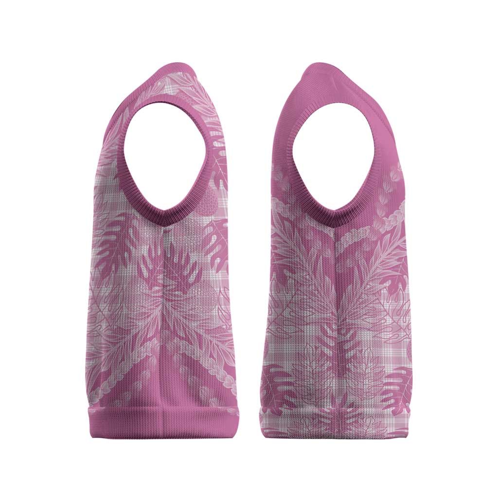 Hawaii Breadfruit Palaka Christmas Knitted V-Neck Vest Omaomao Ulaula Maile Lei - Polynesian Pride