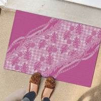 Hawaii Breadfruit Palaka Rubber Doormat Omaomao Ulaula Maile Lei - Polynesian Pride