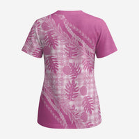 Hawaii Breadfruit Palaka Scrub Top Omaomao Ulaula Maile Lei - Polynesian Pride