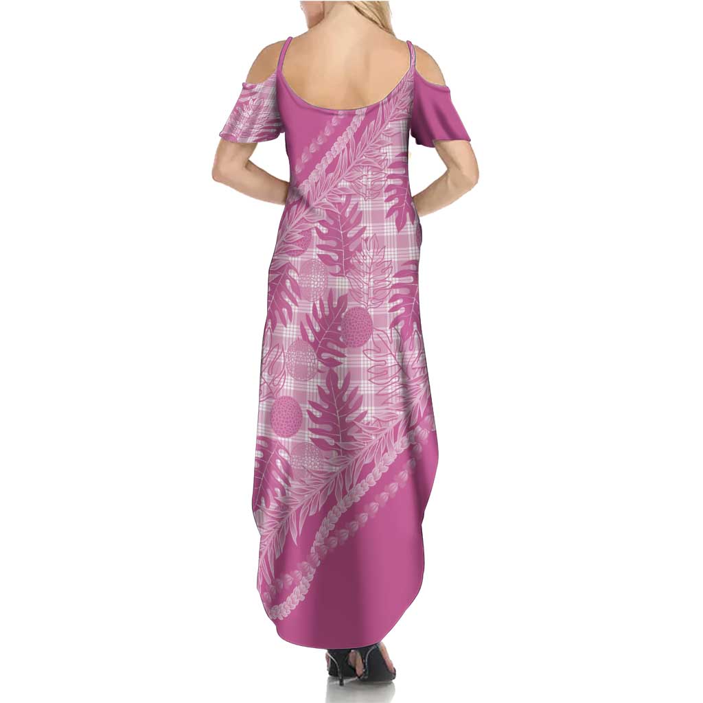 Hawaii Breadfruit Palaka Summer Maxi Dress Omaomao Ulaula Maile Lei - Polynesian Pride