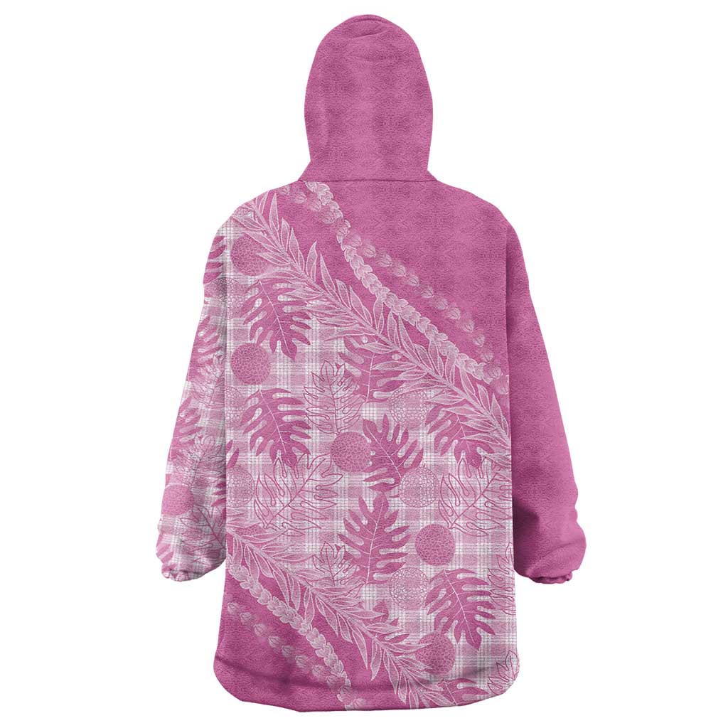 Hawaii Breadfruit Palaka Wearable Blanket Hoodie Omaomao Ulaula Maile Lei - Polynesian Pride
