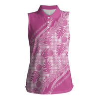 Hawaii Breadfruit Palaka Women Sleeveless Polo Shirt Omaomao Ulaula Maile Lei - Polynesian Pride