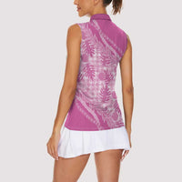 Hawaii Breadfruit Palaka Women Sleeveless Polo Shirt Omaomao Ulaula Maile Lei - Polynesian Pride