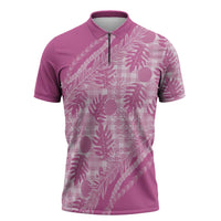 Hawaii Breadfruit Palaka Zipper Polo Shirt Omaomao Ulaula Maile Lei - Polynesian Pride