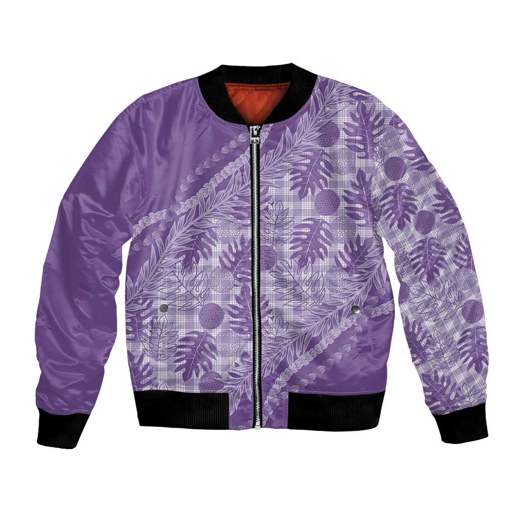 Hawaii Breadfruit Palaka Bomber Jacket Poni Maile Lei - Polynesian Pride