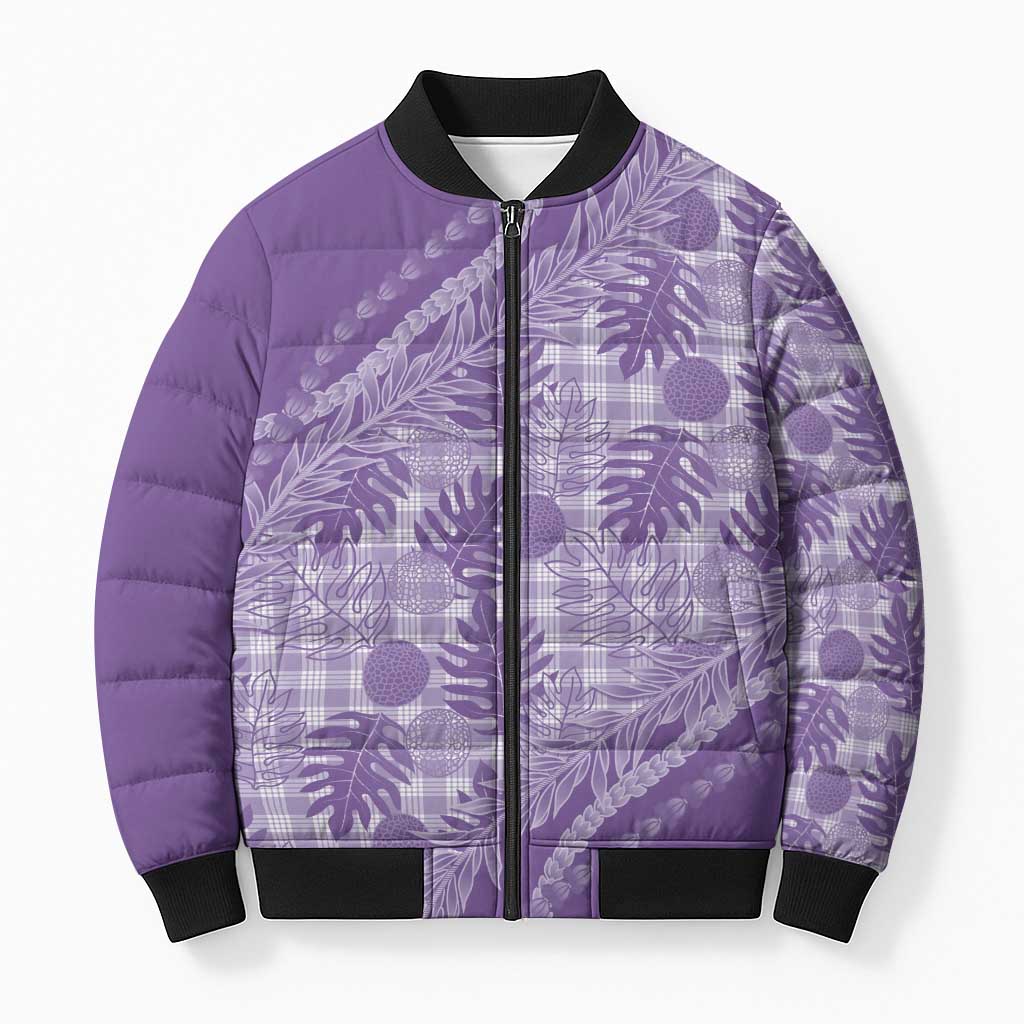 Hawaii Breadfruit Palaka Bomber Puffer Jacket Poni Maile Lei - Polynesian Pride