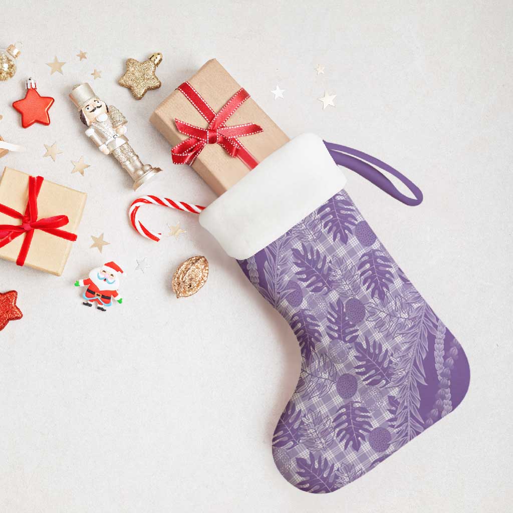 Hawaii Breadfruit Palaka Christmas Stocking Poni Maile Lei - Polynesian Pride