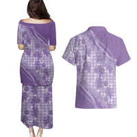 Hawaii Breadfruit Palaka Couples Matching Puletasi and Hawaiian Shirt Poni Maile Lei - Polynesian Pride
