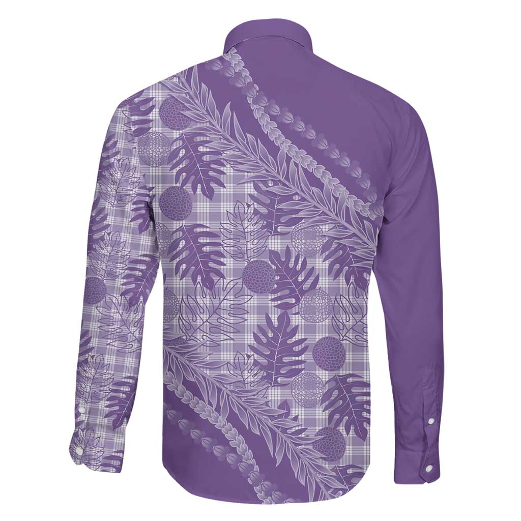 Hawaii Breadfruit Palaka Family Matching Long Sleeve Bodycon Dress and Hawaiian Shirt Poni Maile Lei LT9 - Polynesian Pride