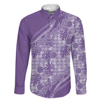 Hawaii Breadfruit Palaka Family Matching Short Sleeve Bodycon Dress and Hawaiian Shirt Poni Maile Lei LT9 Dad's Shirt - Long Sleeve Purple - Polynesian Pride