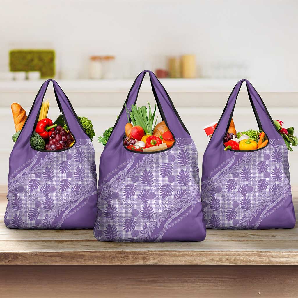 Hawaii Breadfruit Palaka Grocery Bag Poni Maile Lei - Polynesian Pride