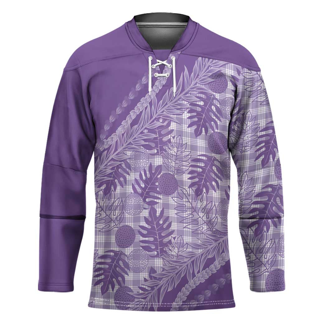 Hawaii Breadfruit Palaka Hockey Jersey Poni Maile Lei - Polynesian Pride