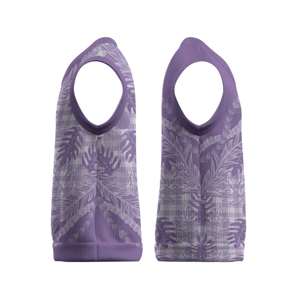 Hawaii Breadfruit Palaka Christmas Knitted V-Neck Vest Poni Maile Lei - Polynesian Pride