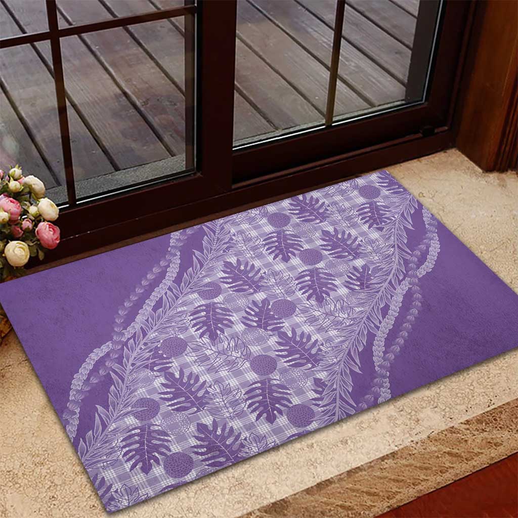 Hawaii Breadfruit Palaka Rubber Doormat Poni Maile Lei - Polynesian Pride