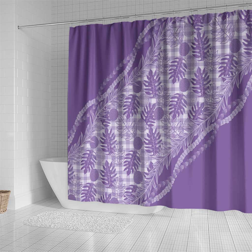 Hawaii Breadfruit Palaka Shower Curtain Poni Maile Lei - Polynesian Pride