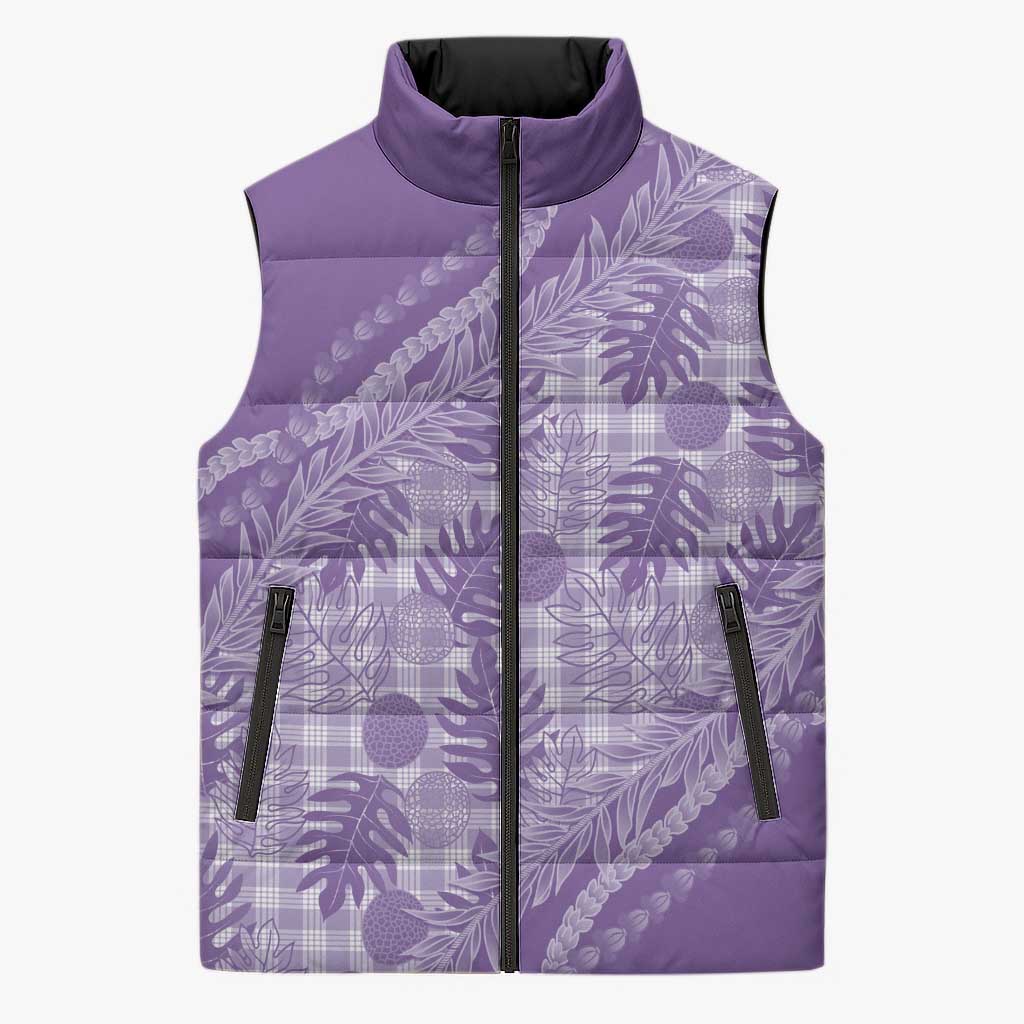 Hawaii Breadfruit Palaka Sleeveless Puffer Jacket Poni Maile Lei - Polynesian Pride