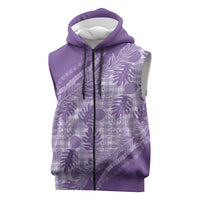 Hawaii Breadfruit Palaka Sleeveless Zip Hoodie Poni Maile Lei - Polynesian Pride