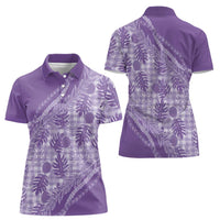 Hawaii Breadfruit Palaka Women Polo Shirt Poni Maile Lei - Polynesian Pride
