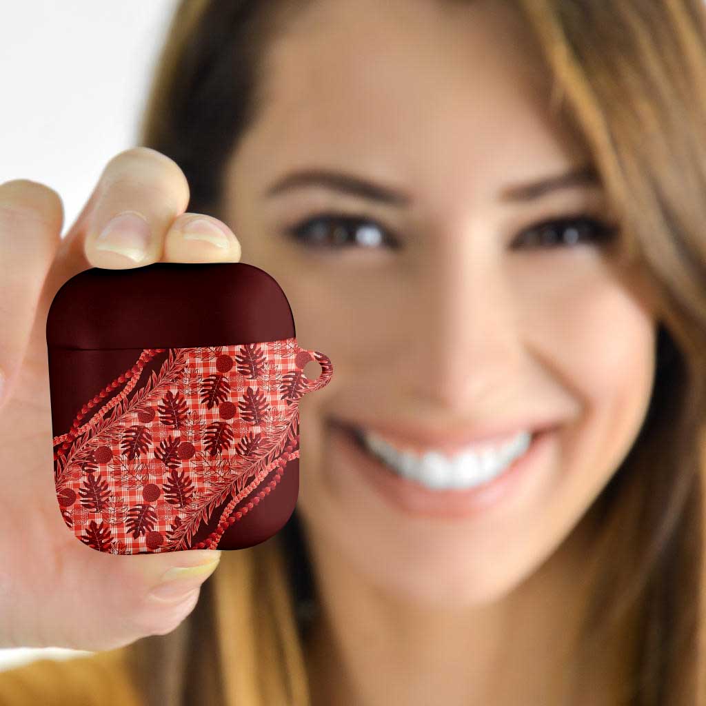 Hawaii Breadfruit Palaka AirPods Case Ulaula Maile Lei - Polynesian Pride