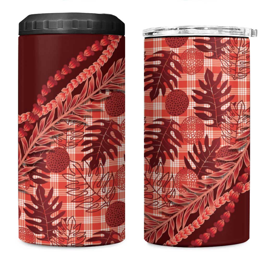 Hawaii Breadfruit Palaka 4 in 1 Can Cooler Tumbler Ulaula Maile Lei - Polynesian Pride