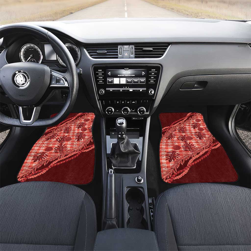 Hawaii Breadfruit Palaka Car Mats Ulaula Maile Lei - Polynesian Pride