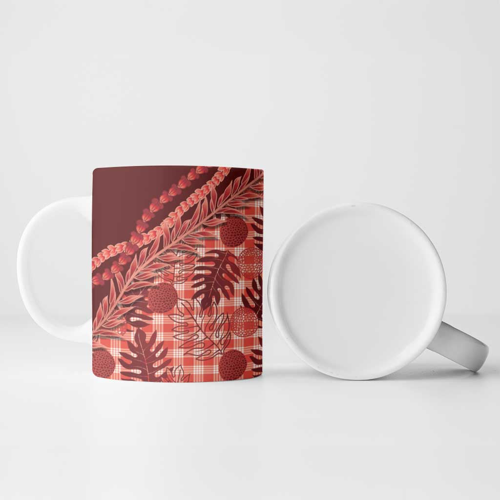 Hawaii Breadfruit Palaka Ceramic Mug Ulaula Maile Lei - Polynesian Pride