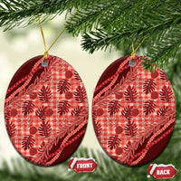 Hawaii Breadfruit Palaka Ceramic Ornament Ulaula Maile Lei - Polynesian Pride