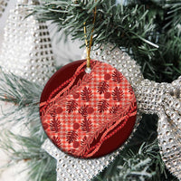 Hawaii Breadfruit Palaka Ceramic Ornament Ulaula Maile Lei - Polynesian Pride