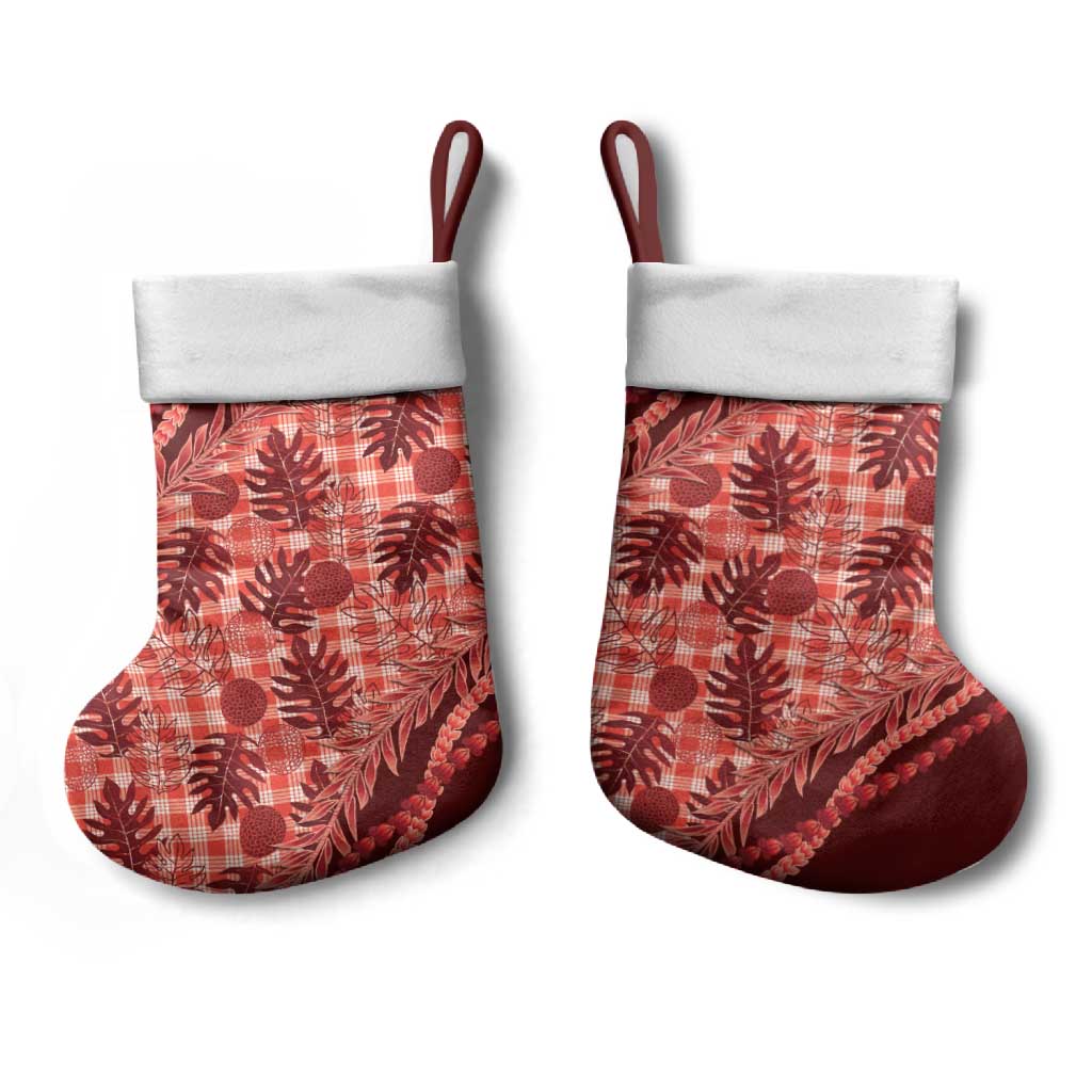 Hawaii Breadfruit Palaka Christmas Stocking Ulaula Maile Lei - Polynesian Pride