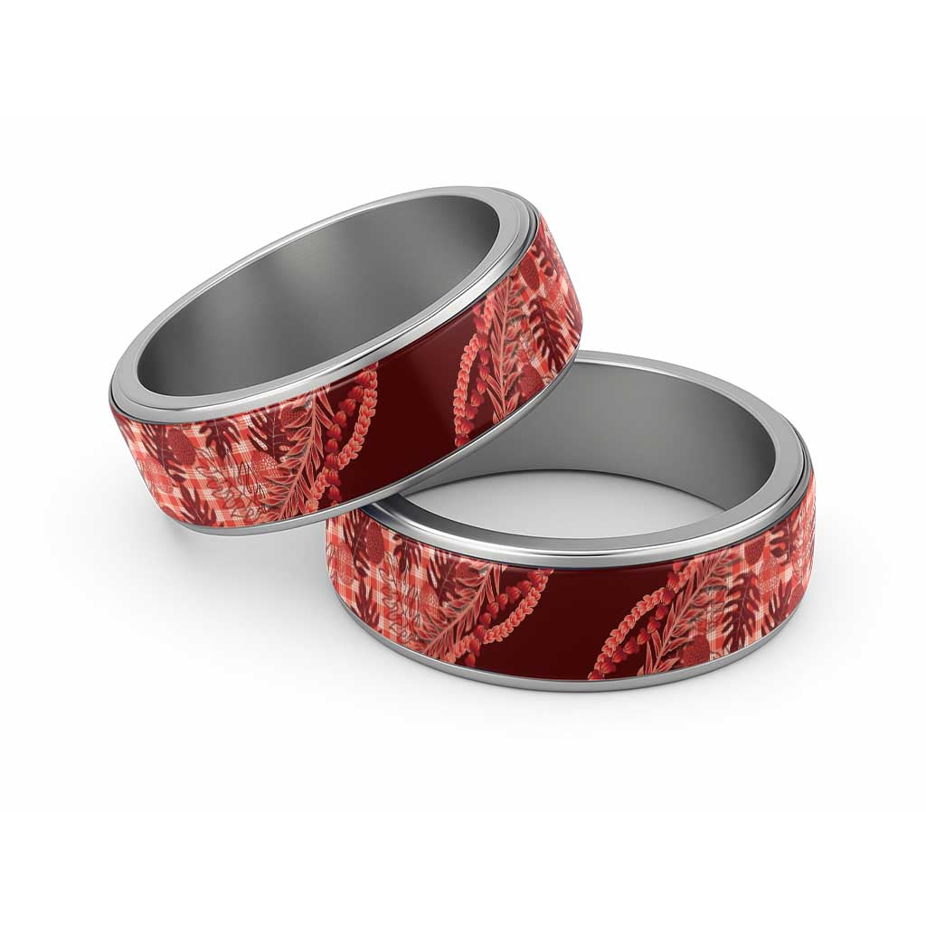 Hawaii Breadfruit Palaka Classic Ring Ulaula Maile Lei - Polynesian Pride