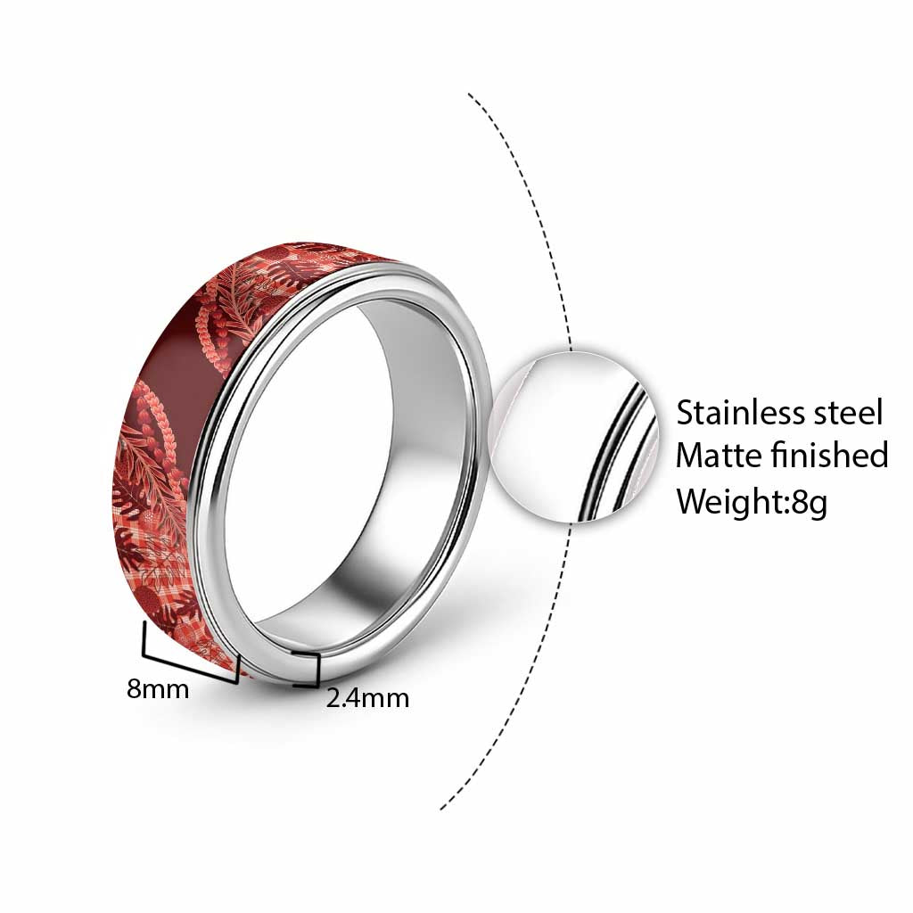 Hawaii Breadfruit Palaka Classic Ring Ulaula Maile Lei - Polynesian Pride