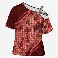 Hawaii Breadfruit Palaka Cross Shoulder Shirt Ulaula Maile Lei - Polynesian Pride
