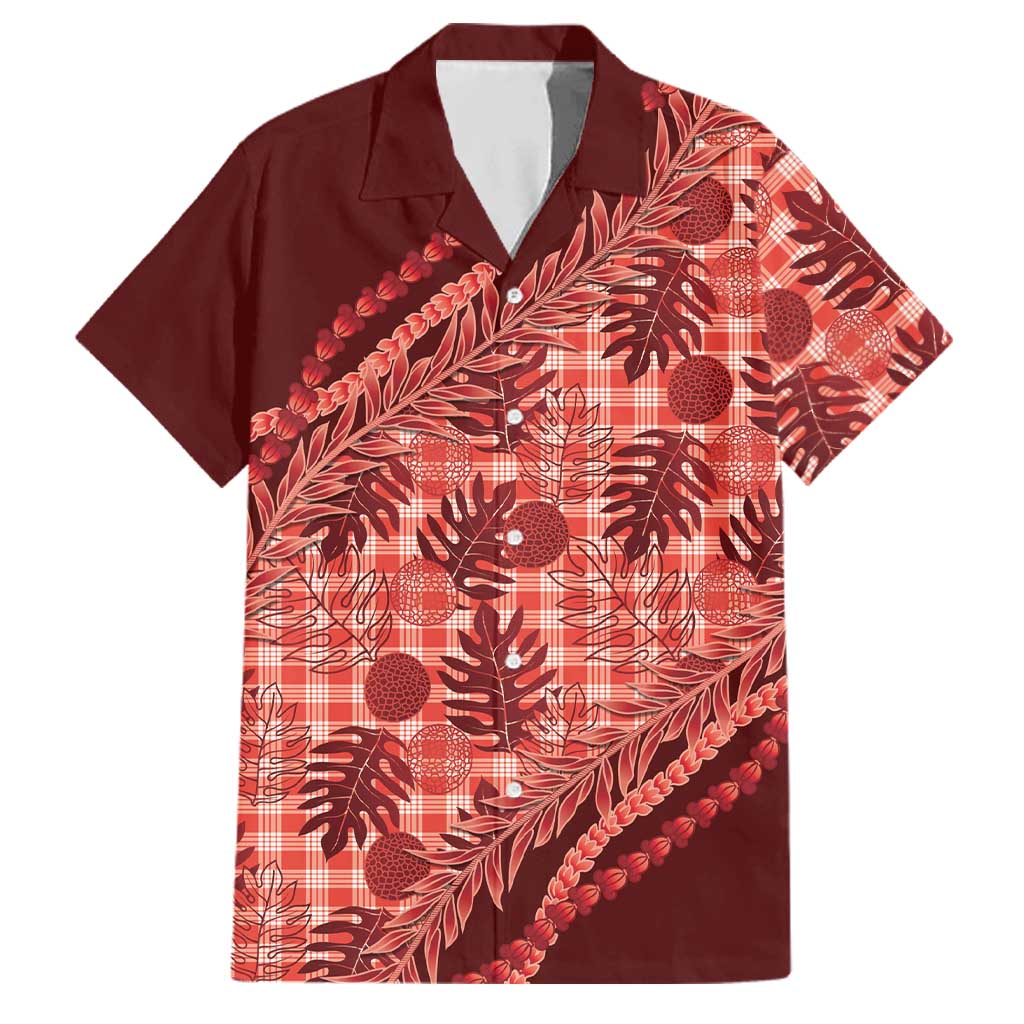 Hawaii Breadfruit Palaka Family Matching Mermaid Dress and Hawaiian Shirt Ulaula Maile Lei - Polynesian Pride