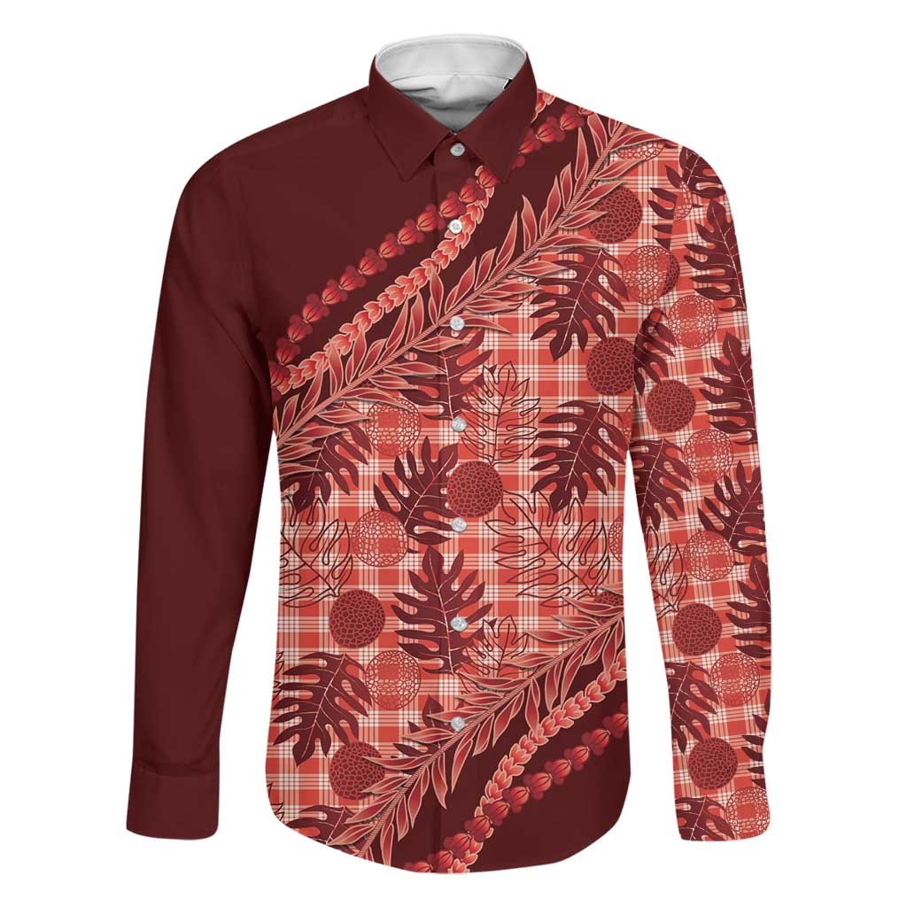 Hawaii Breadfruit Palaka Family Matching Puletasi and Hawaiian Shirt Ulaula Maile Lei - Polynesian Pride