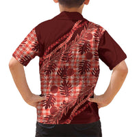 Hawaii Breadfruit Palaka Family Matching Short Sleeve Bodycon Dress and Hawaiian Shirt Ulaula Maile Lei LT9 - Polynesian Pride