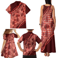 Hawaii Breadfruit Palaka Family Matching Tank Maxi Dress and Hawaiian Shirt Ulaula Maile Lei LT9 - Polynesian Pride