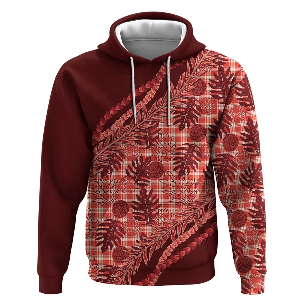 Hawaii Breadfruit Palaka Hoodie Ulaula Maile Lei - Polynesian Pride
