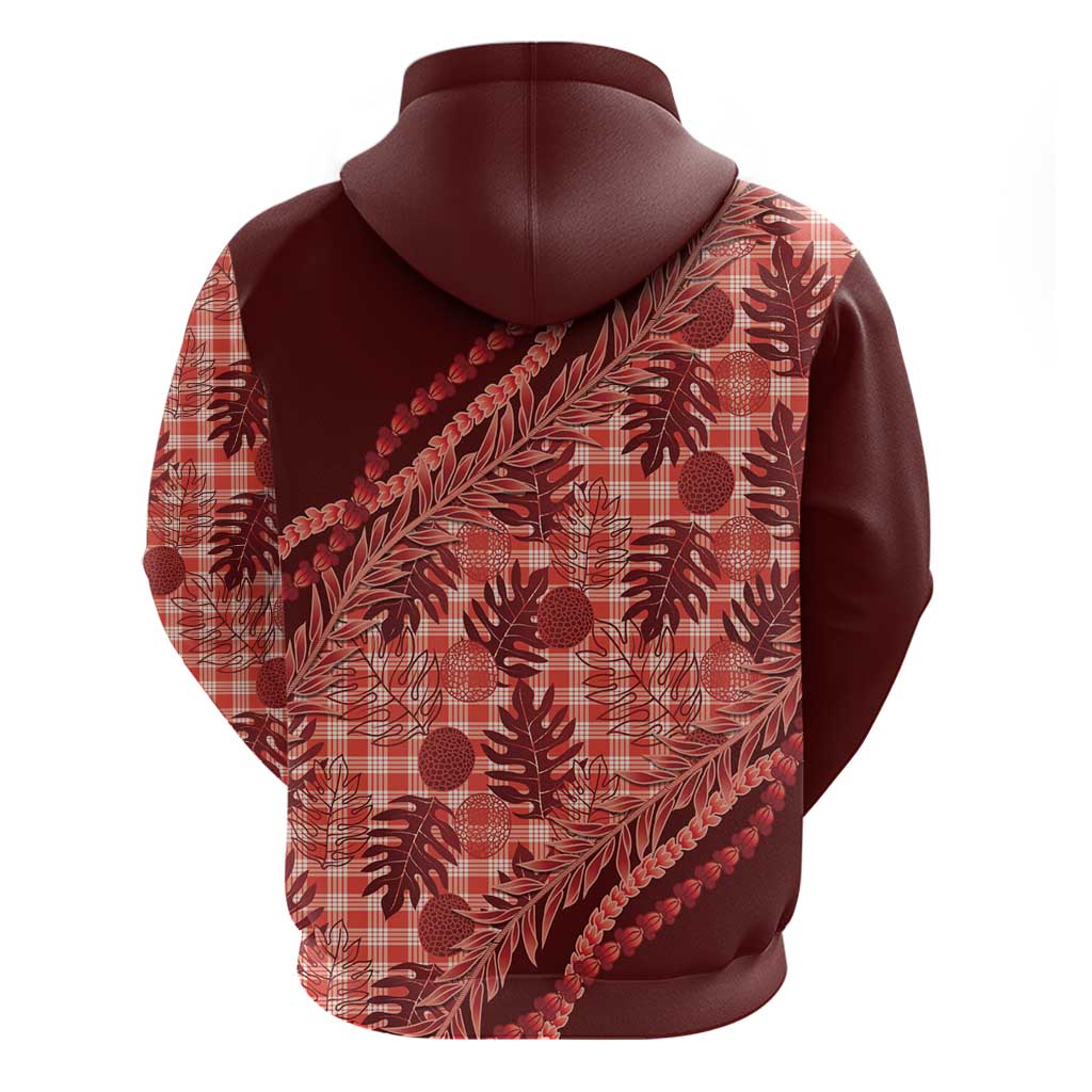 Hawaii Breadfruit Palaka Hoodie Ulaula Maile Lei - Polynesian Pride