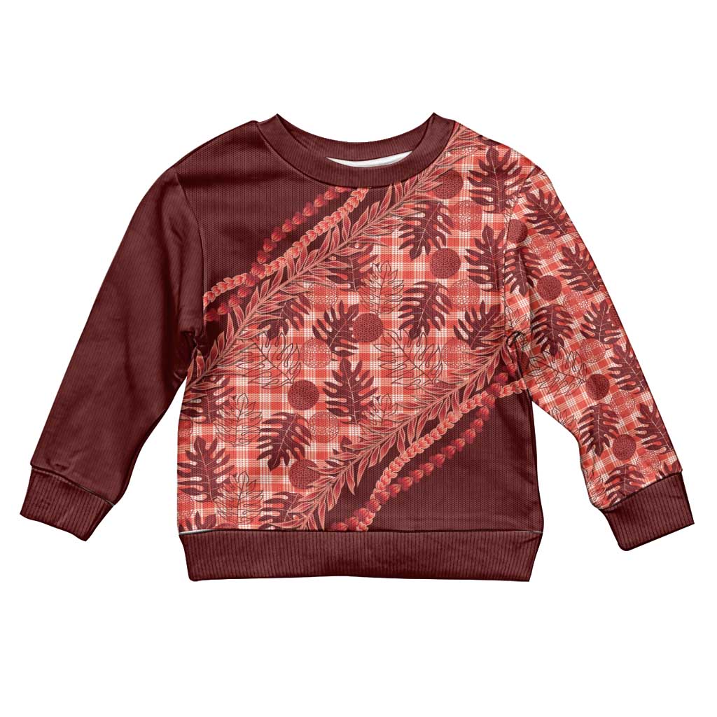 Hawaii Breadfruit Palaka Kid Ugly Christmas Sweater Ulaula Maile Lei - Polynesian Pride