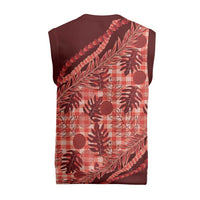 Hawaii Breadfruit Palaka Christmas Knitted V-Neck Vest Ulaula Maile Lei - Polynesian Pride