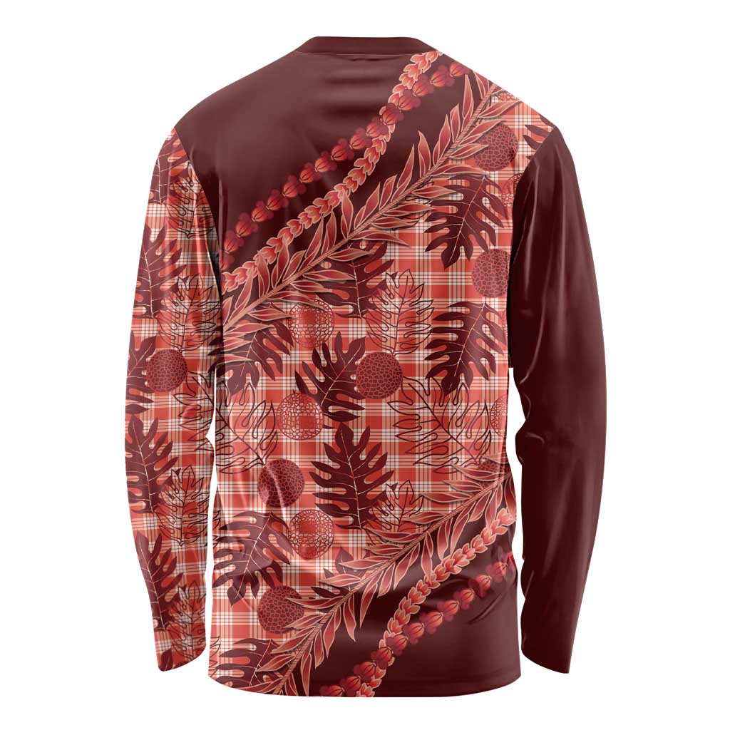 Hawaii Breadfruit Palaka Long Sleeve Shirt Ulaula Maile Lei - Polynesian Pride