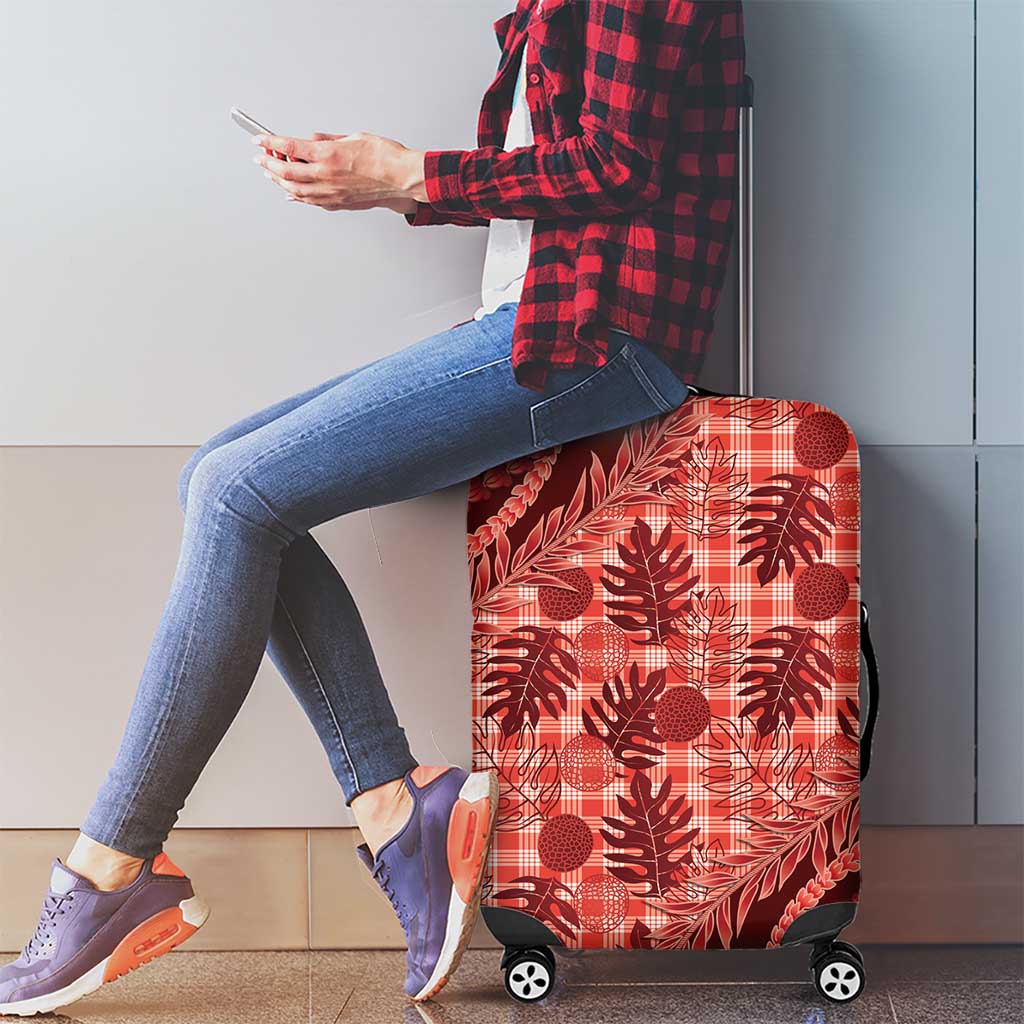 Hawaii Breadfruit Palaka Luggage Cover Ulaula Maile Lei - Polynesian Pride