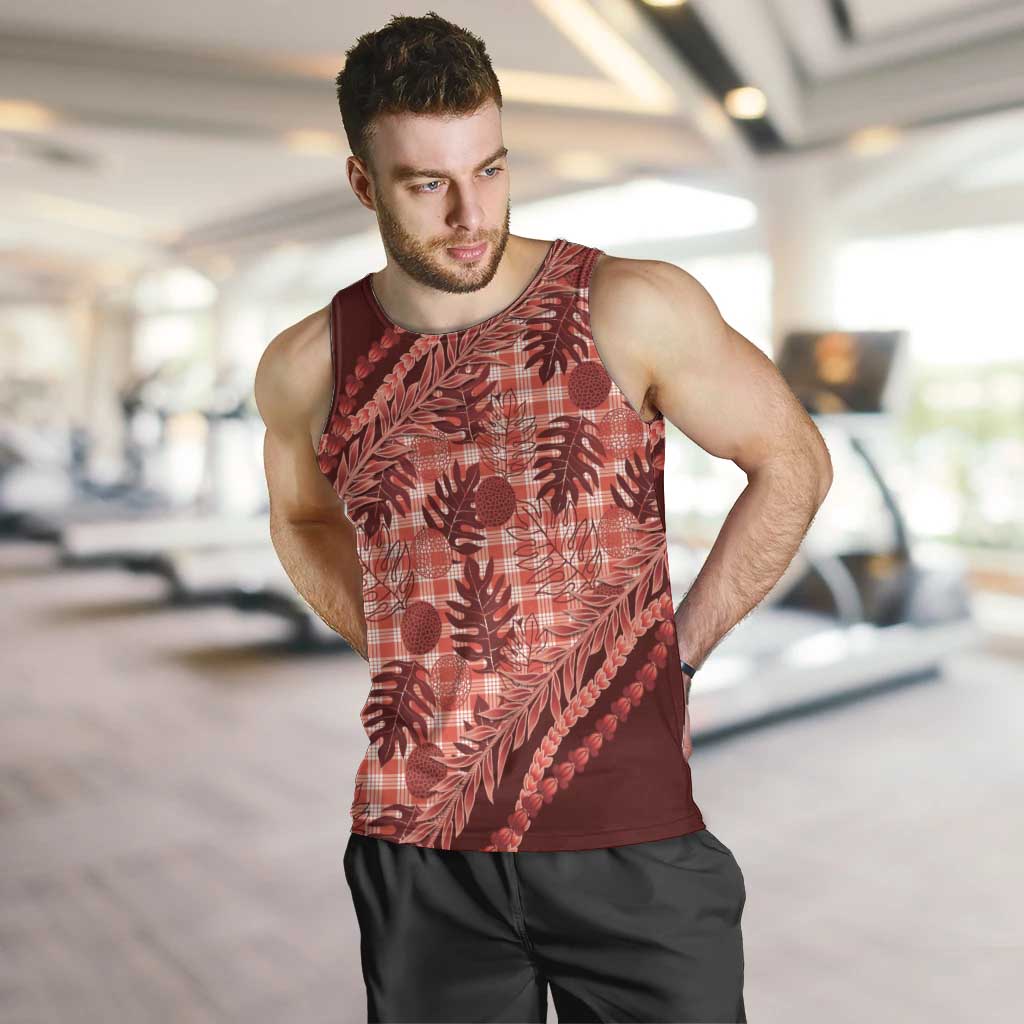 Hawaii Breadfruit Palaka Men Tank Top Ulaula Maile Lei - Polynesian Pride