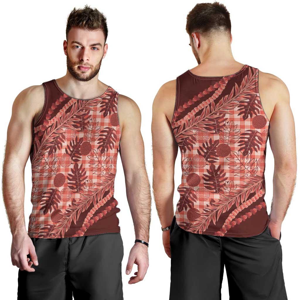 Hawaii Breadfruit Palaka Men Tank Top Ulaula Maile Lei - Polynesian Pride