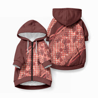 Hawaii Breadfruit Palaka Pet Hoodie Ulaula Maile Lei LT9 Zip-up Red - Polynesian Pride