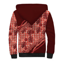 Hawaii Breadfruit Palaka Sherpa Hoodie Ulaula Maile Lei - Polynesian Pride
