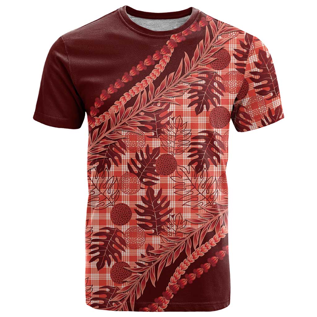 Hawaii Breadfruit Palaka T Shirt Ulaula Maile Lei - Polynesian Pride