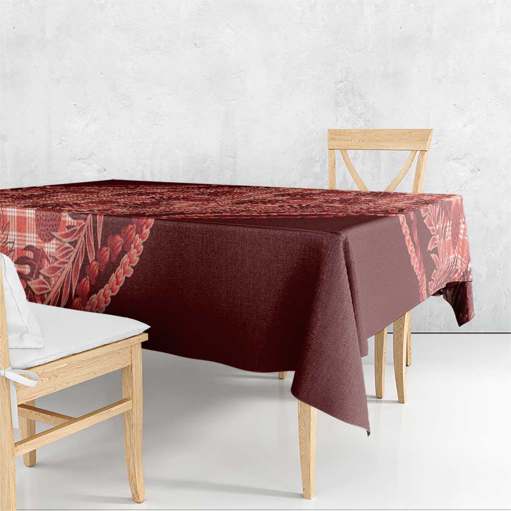Hawaii Breadfruit Palaka Tablecloth Ulaula Maile Lei - Polynesian Pride